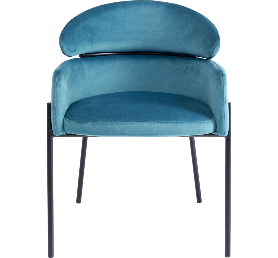 Chaise avec accoudoirs Alexia velours bleu Kare Design
