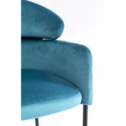 Chaise avec accoudoirs Alexia velours bleu Kare Design