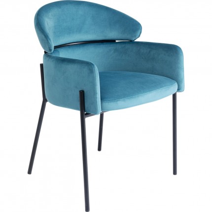 Chaise avec accoudoirs Alexia velours bleu Kare Design