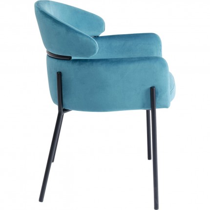 Chaise avec accoudoirs Alexia velours bleu Kare Design