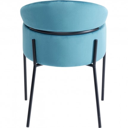 Chaise avec accoudoirs Alexia velours bleu Kare Design