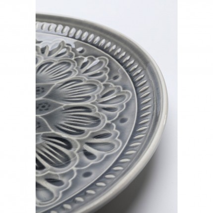 Assiettes Sicilia Mandala grises 21cm set de 4 Kare Design