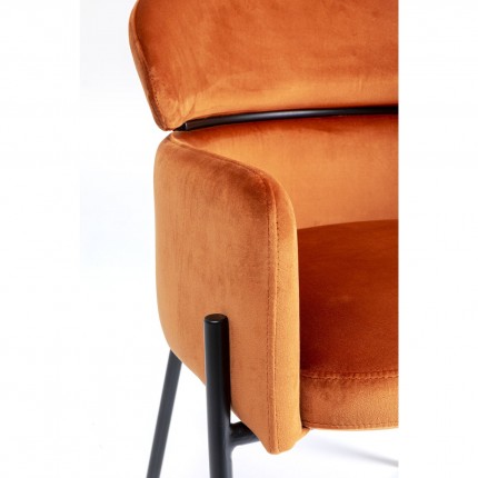 Chaise avec accoudoirs Alexia velours orange Kare Design