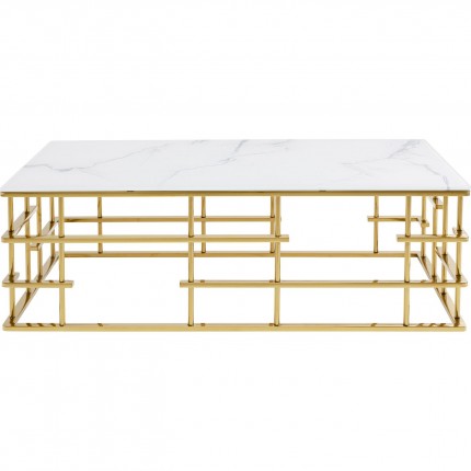 Table basse Rome 130x70cm blanc et or Kare Design