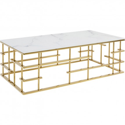 Table basse Rome 130x70cm blanc et or Kare Design