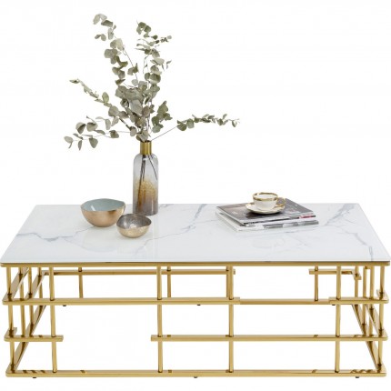 Table basse Rome 130x70cm blanc et or Kare Design