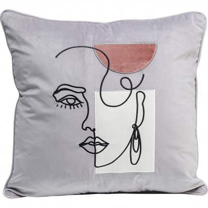 Coussin gris visage femme Kare Design