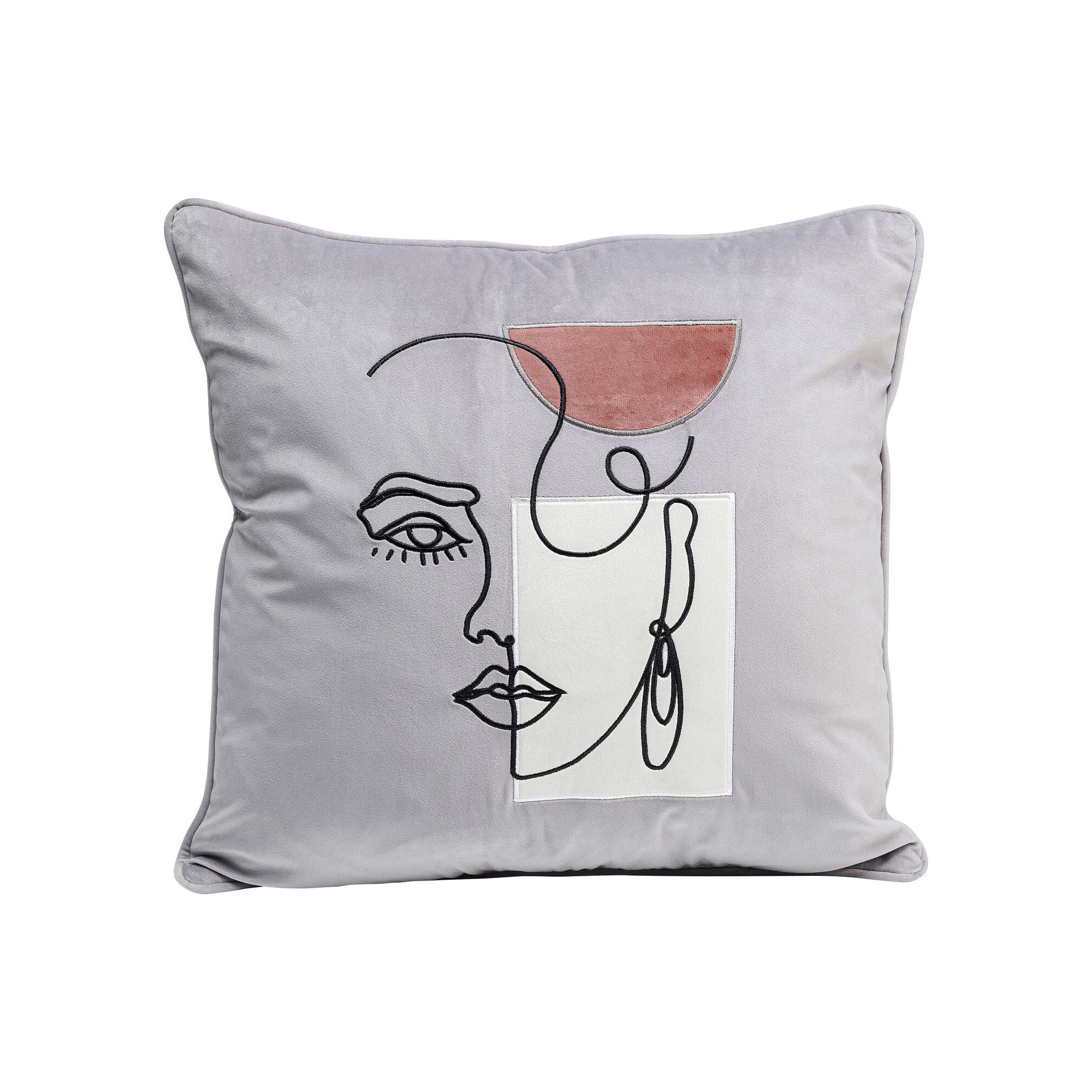 Coussin gris visage femme 45x45cm Kare Design