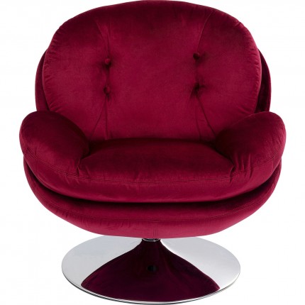 Fauteuil pivotant Cosy velours rouge Kare Design