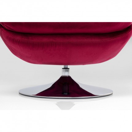 Fauteuil pivotant Cosy velours rouge Kare Design