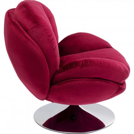 Fauteuil pivotant Cosy velours rouge Kare Design