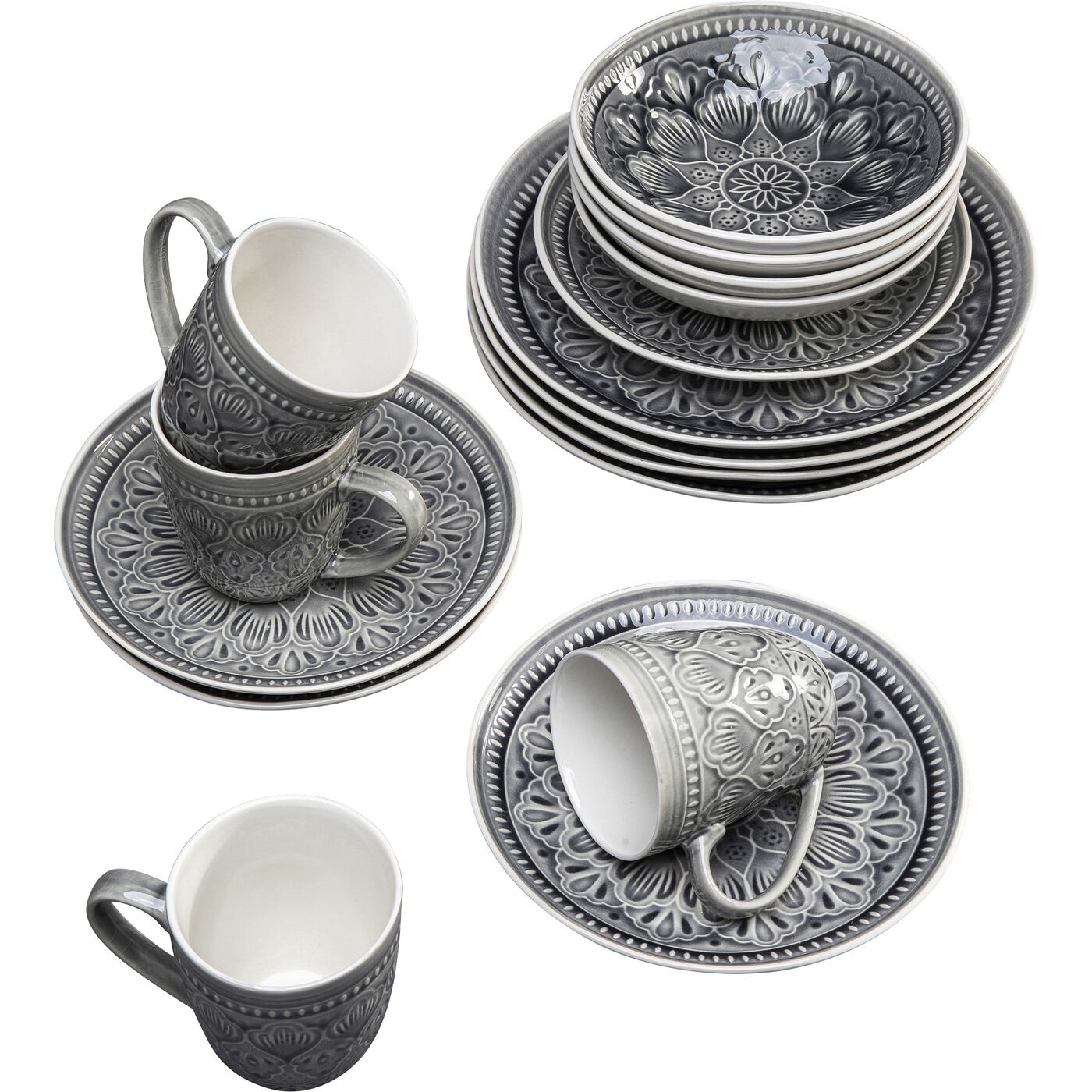 Set de vaisselle Sicilia Mandala gris Kare Design