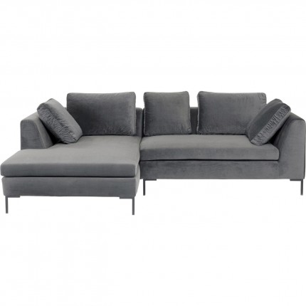 Canapé d'angle Gianna 270cm gauche velours gris pieds acier Kare Design