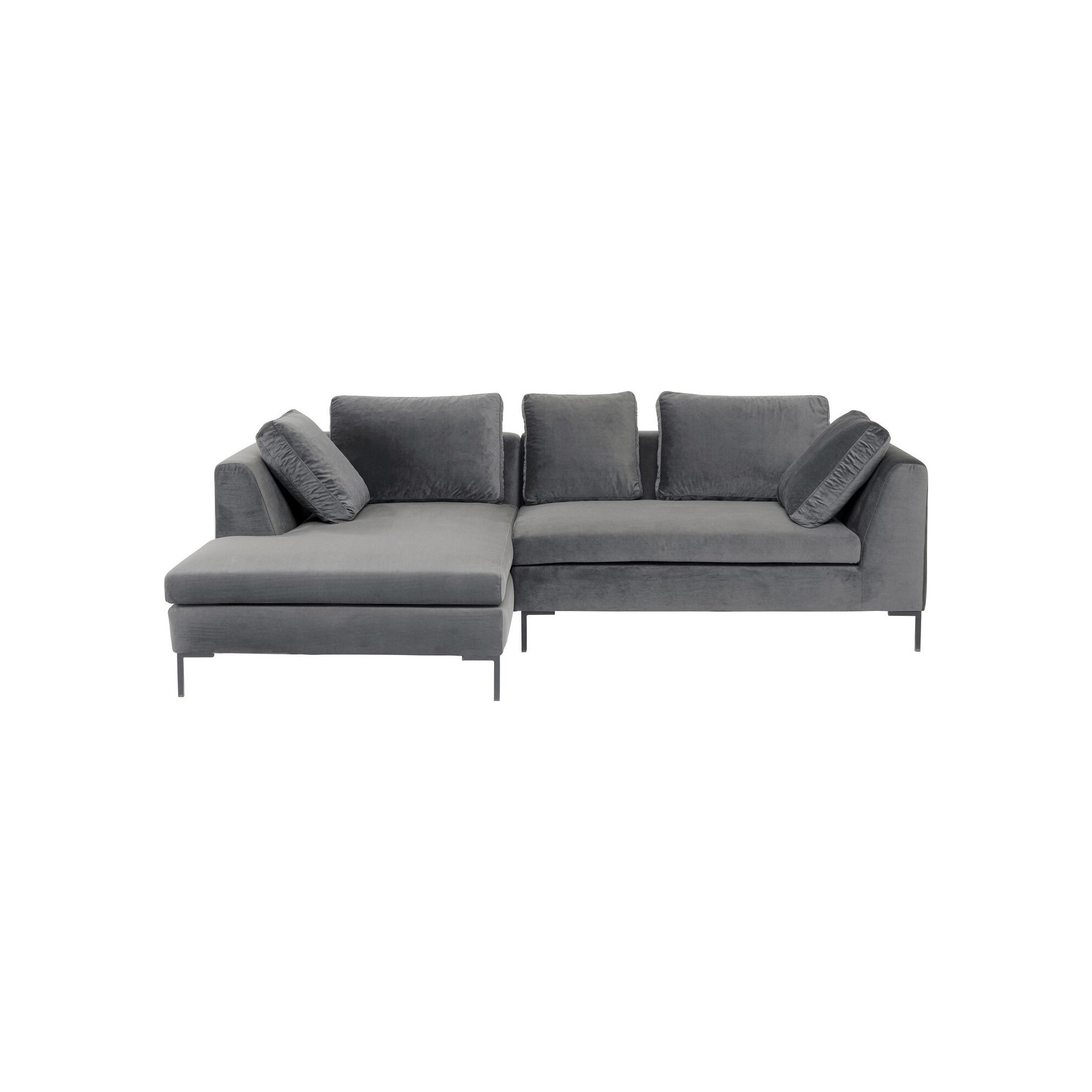 Canapé d'angle Gianna 270cm gauche velours gris pieds acier Kare Design