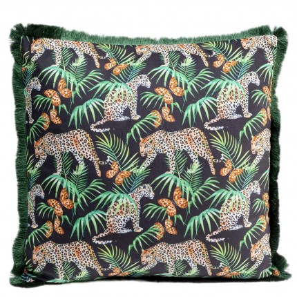 Coussin à franges Jungle léopards Kare Design