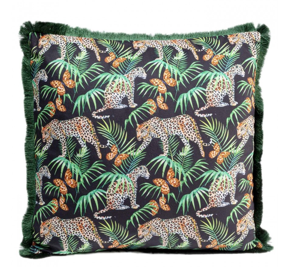 Coussin à franges Jungle léopards 45x45cm Kare Design