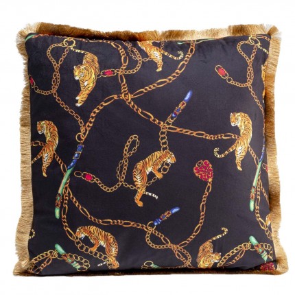 Coussin noir tigres et chaînes Kare Design