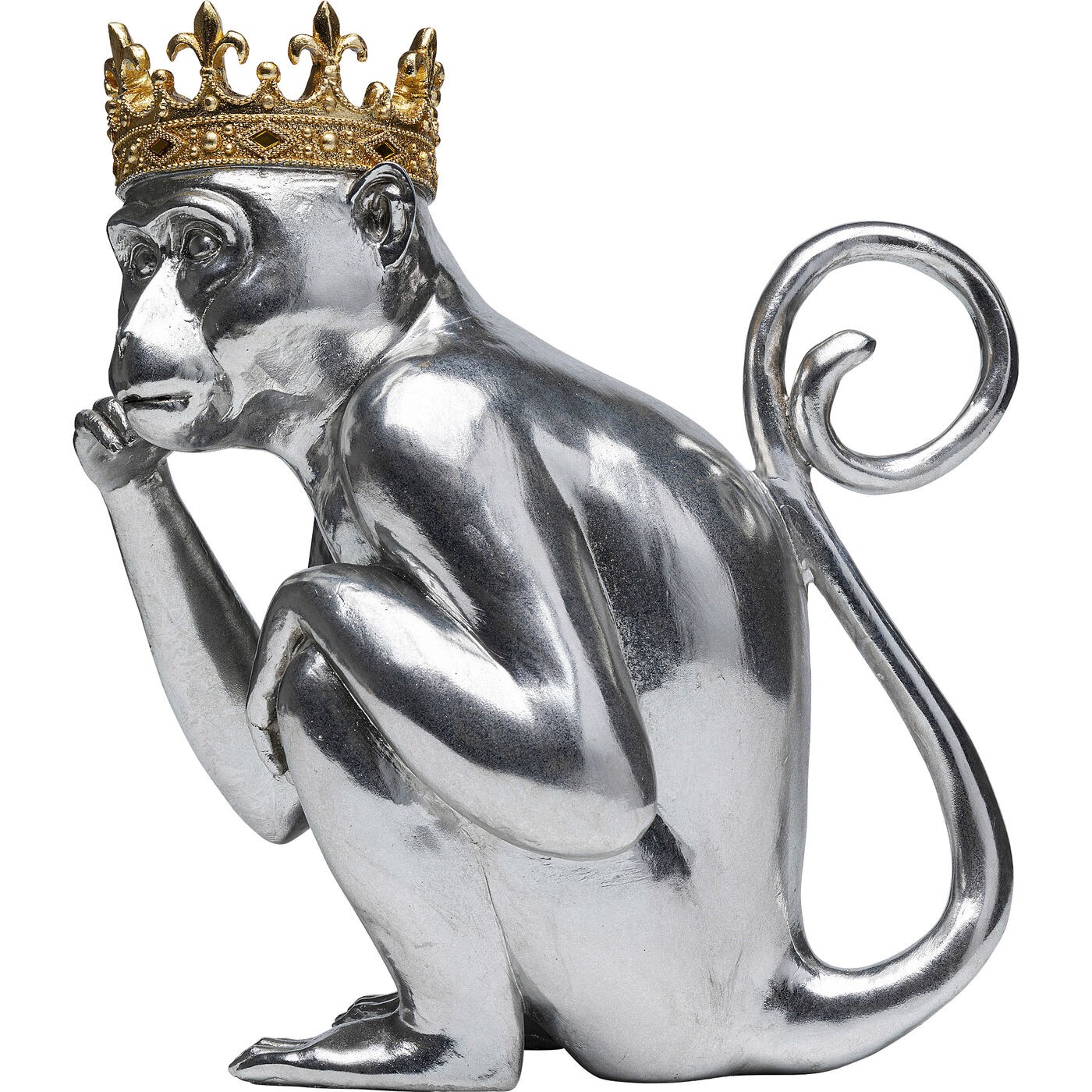Déco singe roi assis argenté Kare Design