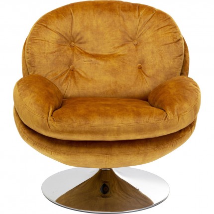 Fauteuil pivotant Cosy velours ocre Kare Design