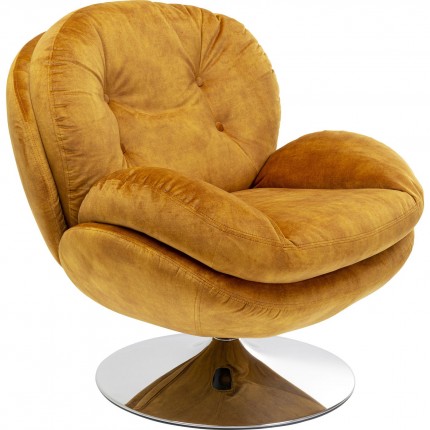 Fauteuil pivotant Cosy velours ocre Kare Design