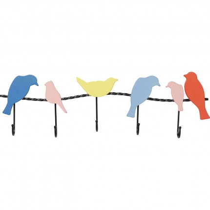 Portemanteau mural oiseaux multicolores 79cm Kare Design