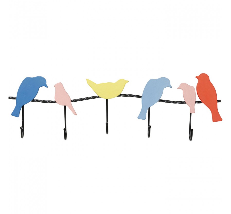 Portemanteau mural oiseaux multicolores 79cm Kare Design