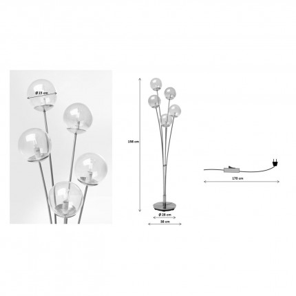 Lampadaire Five Balls laiton 158cm Kare Design