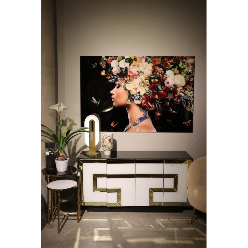 Tableau en verre femme fleurs papillons 150x100cm Kare Design