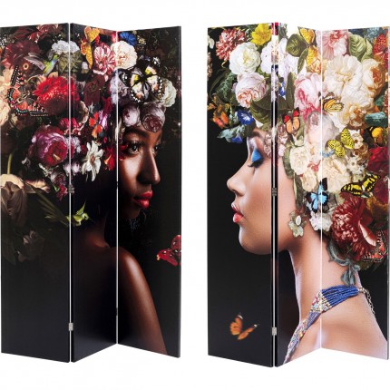 Paravent femmes fleurs noir Kare Design