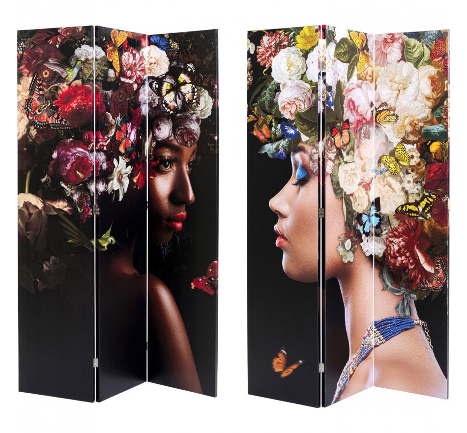 Paravent femmes fleurs noir Kare Design