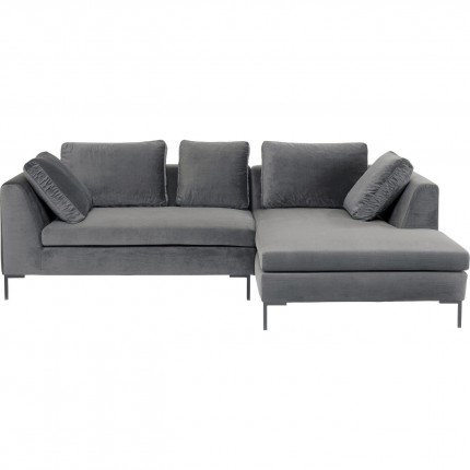 Canapé d'angle Gianna 270cm droit velours gris pieds acier Kare Design