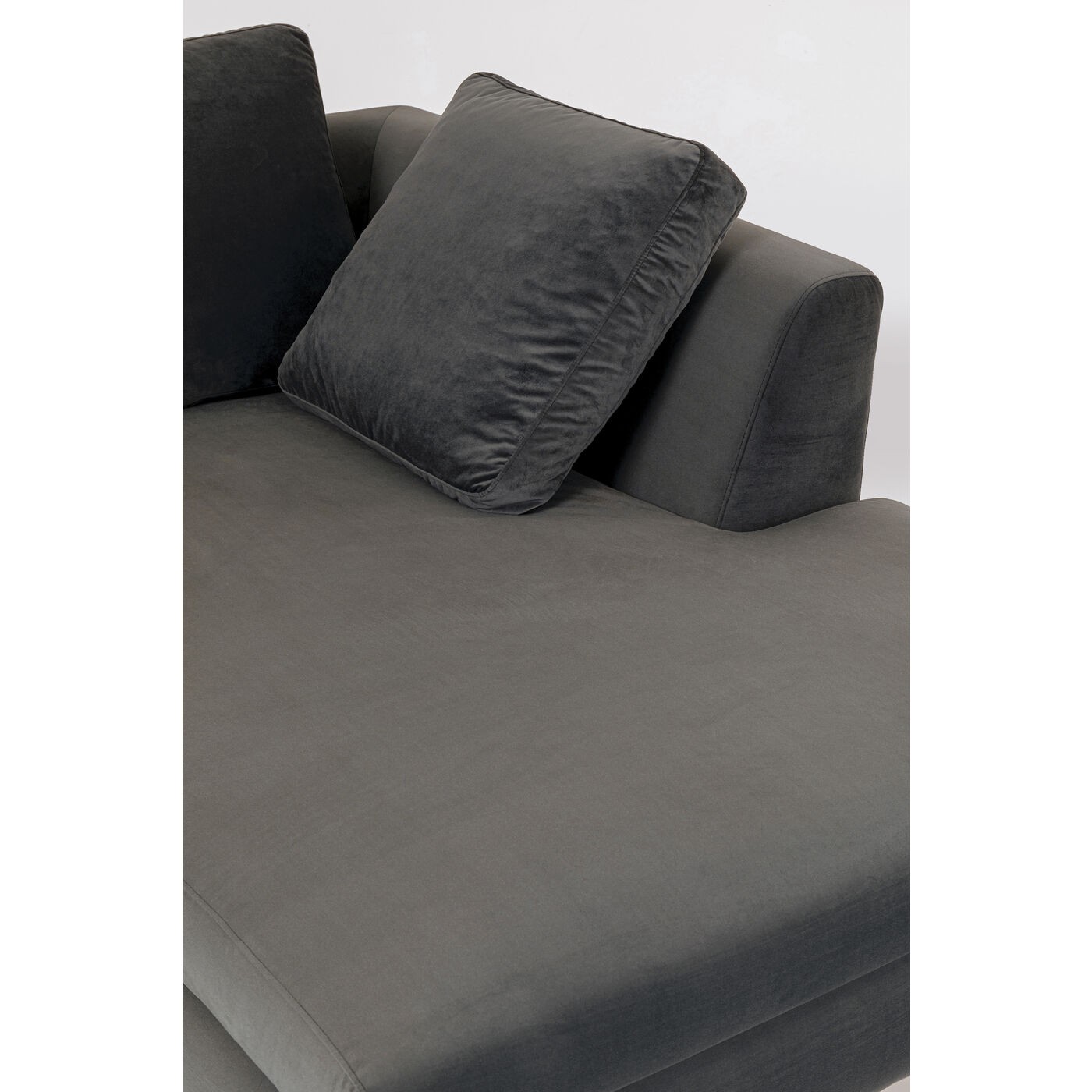 Canapé d'angle Gianna 270cm droite velours gris pieds acier Kare Design