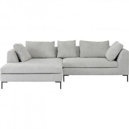 Canapé d'angle Gianna Cord 290cm gauche gris pieds noirs Kare Design