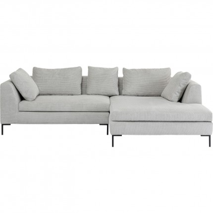 Canapé d'angle Gianna Cord 290cm droit gris pieds noirs Kare Design