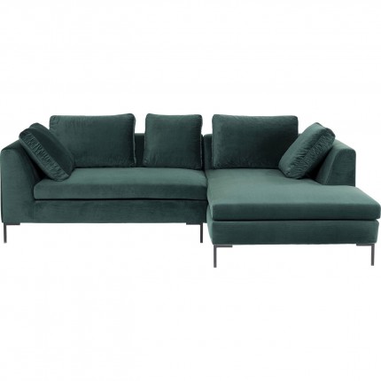 Canapé d'angle Gianna 270cm droite velours vert foncé pieds acier Kare Design