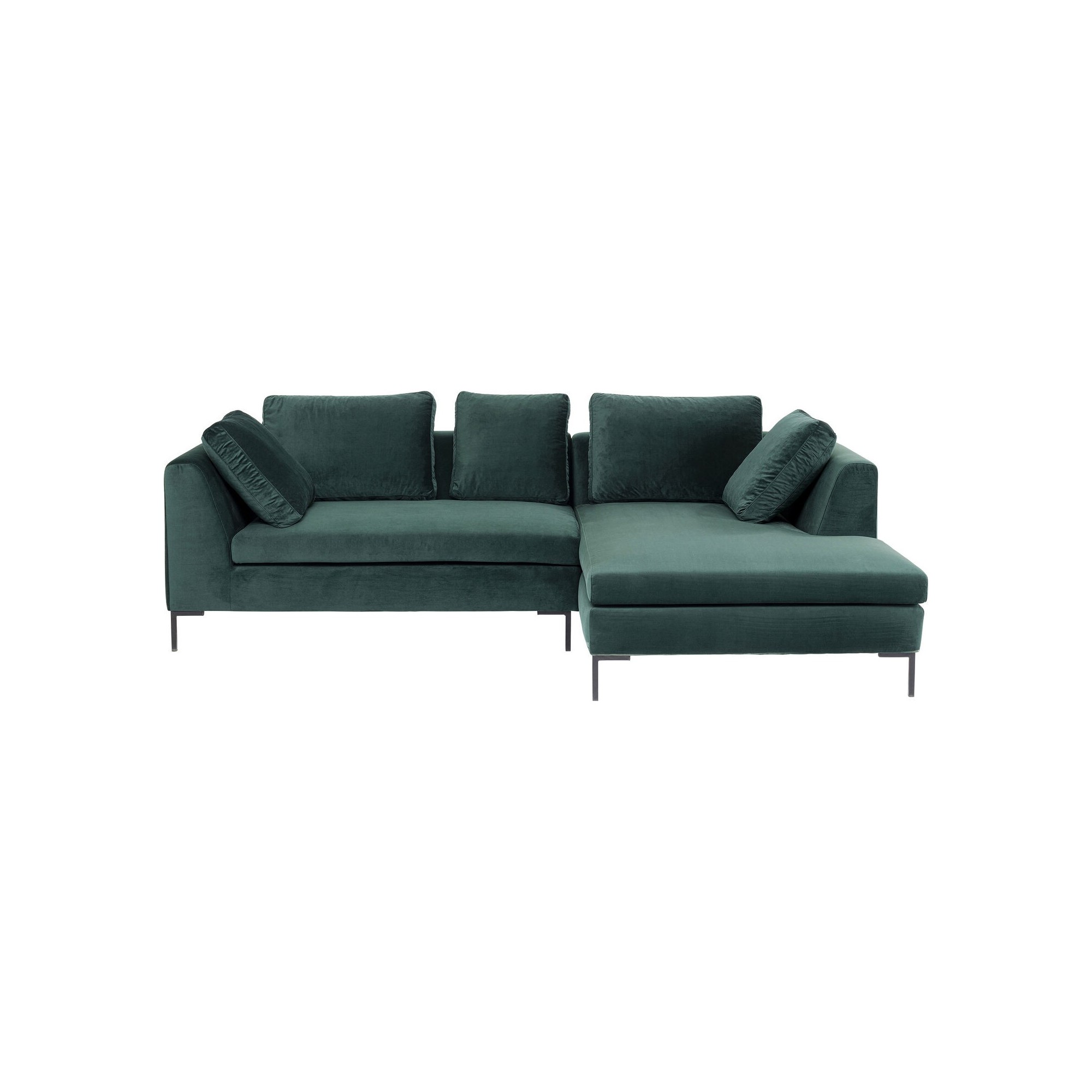 Canapé d'angle Gianna 270cm droite velours vert foncé pieds acier Kare Design