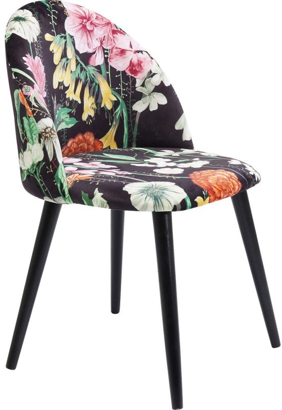 Chaise noire fleurs multicolores Kare Design