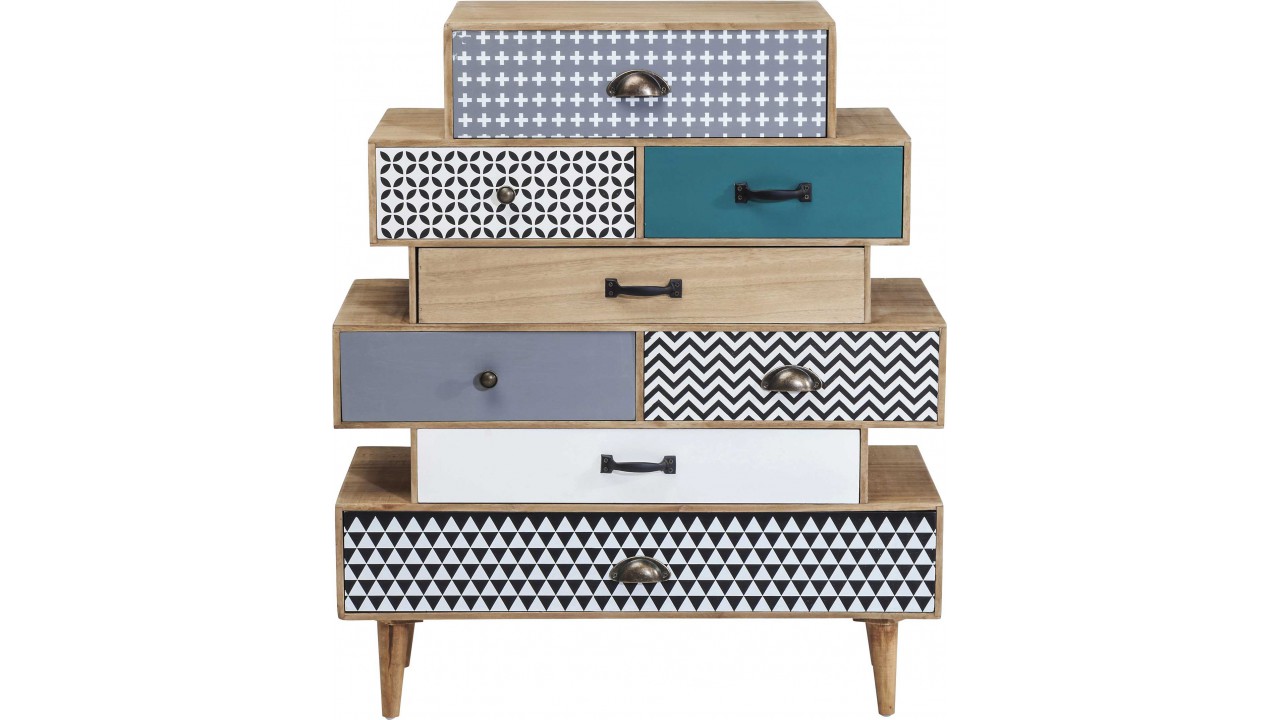 Commode en bois 8 tiroirs, scandinave/ vintage, Collection Capri, Kare Design